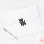 Cute Black Scottish Terrier Dog ラウンドシール (封筒)