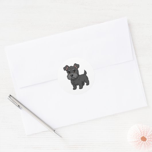 Cute Black Scottish Terrier Dog ラウンドシール (封筒)