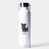 Cute Black Scottish Terrier Dog Custom Name ウォーターボトル (正面)