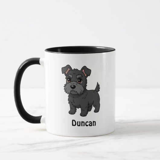 Cute Black Scottish Terrier Dog Custom Name マグカップ (左)