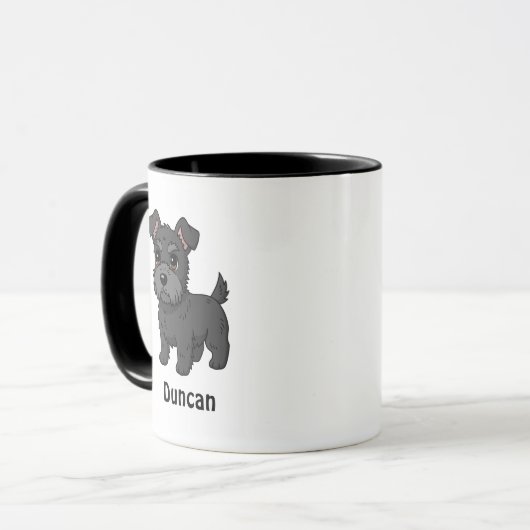 Cute Black Scottish Terrier Dog Custom Name マグカップ (正面左)
