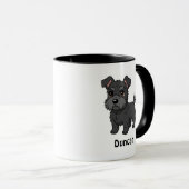 Cute Black Scottish Terrier Dog Custom Name マグカップ (正面右)