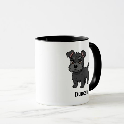 Cute Black Scottish Terrier Dog Custom Name マグカップ (正面右)