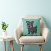 Cute Black Scottish Terrier Dog Green クッション (椅子)