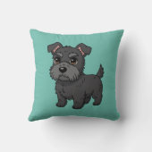 Cute Black Scottish Terrier Dog Green クッション (裏面)