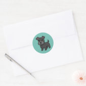 Cute Black Scottish Terrier Dog Green ラウンドシール (封筒)