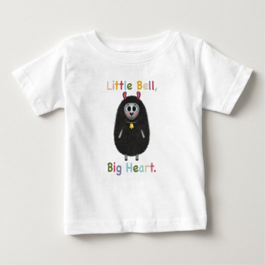 Cute Black Sheep with Bell – Little Bell Big Heart ベビーTシャツ (正面)