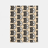 Cute black Shiba Inu Dog Face フリースブランケット (正面)