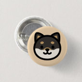 Cute black Shiba Inu Dog Face 缶バッジ (正面&裏面)