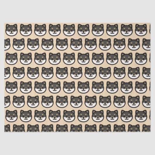 Cute black Shiba Inu Dog Face 薄葉紙 (正面)