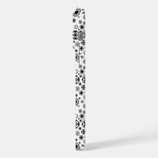 Cute black white arabesque decorative pattern iPhoneケース (左側面)