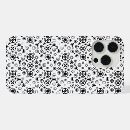 Cute black white arabesque decorative pattern iPhoneケース (裏面横)