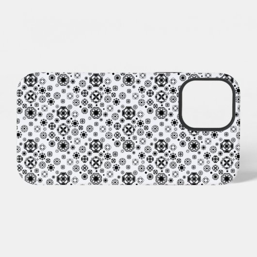 Cute black white arabesque decorative pattern iPhoneケース (裏面横)