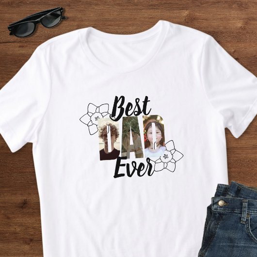 Cute Black & White Best Dad Ever Photo Collage Tシャツ