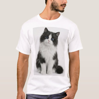 Cute Black White Cat T-Shirt | Fluffy Cat Lover Te Tシャツ
