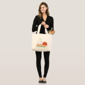 Cute Black & White Cat Tote Bag – Sunset Walk ラージトートバッグ (正面(モデル))