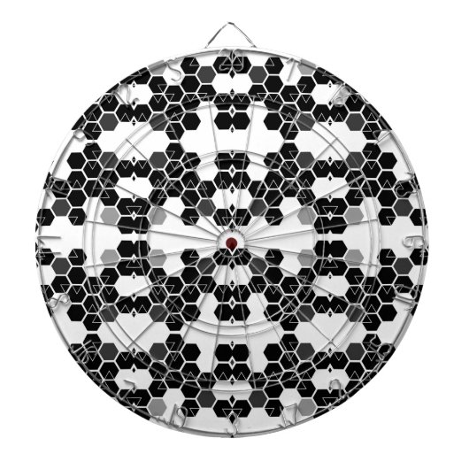 Cute black white hex data patterns ダーツボード (正面)