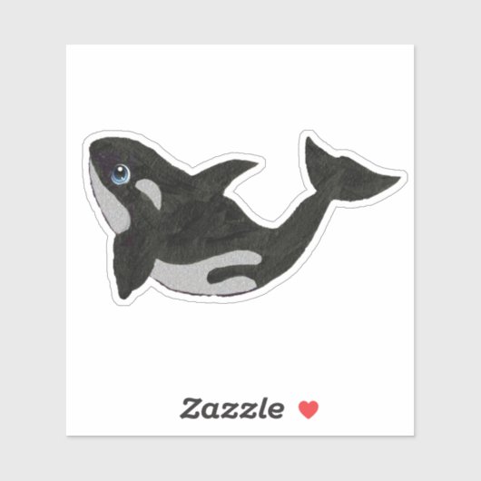 Cute Black White Killer Whale Blue Eyes シール (シート)