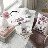  Cute Black & White Kitten & Pink Hearts  ジャンボコーヒーマグカップ