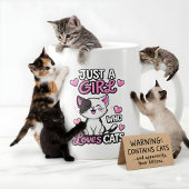  Cute Black & White Kitten & Pink Hearts  ジャンボコーヒーマグカップ