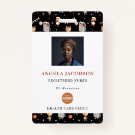 Cute Black White Pediatric Registered Nurse Logo バッジ