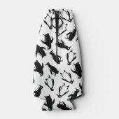 Cute black white penguin pattern white background ボトルクーラー (裏面)