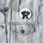 Cute Black & White Puppy – Adorable Dog Button 缶バッジ (インサイチュ)