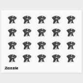 Cute Black & White Puppy – Adorable Dog Sticker ラウンドシール (シート)