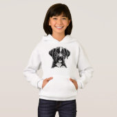 Cute Black & White Puppy – Cozy Dog Lover Hoodie (正面フル)