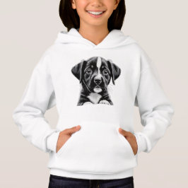 Cute Black & White Puppy – Cozy Dog Lover Hoodie