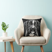Cute Black & White Puppy – Cozy Dog Lover Pillow クッション (椅子)
