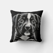 Cute Black & White Puppy – Cozy Dog Lover Pillow クッション (裏面)