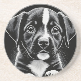 Cute Black & White Puppy – Dog Lover Coasters コースター