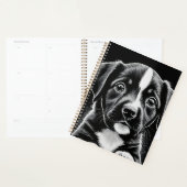 Cute Black & White Puppy – Dog Lover Planner プランナー手帳 (ディスプレー)