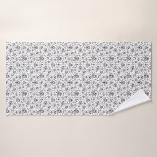 Cute black white seamless flowers patterns バスタオル (バスタオル)