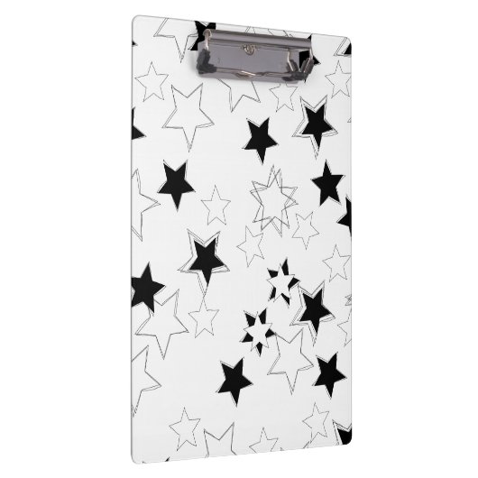 Cute Black & White Stars Clipboard  クリップボード (右)