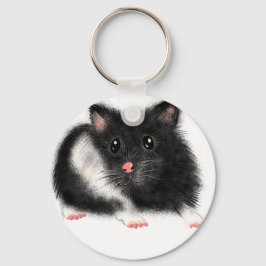 Cute Black white Syrian hamster gifts accessories キーホルダー