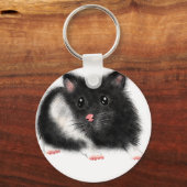 Cute Black white Syrian hamster gifts accessories キーホルダー (正面)