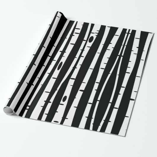 Cute black white tree pattern mouse pad drum stick ラッピングペーパー (アンロールド)