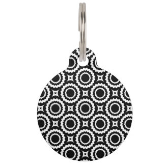 Cute black white zigzag circles pattern ペット　ネームタグ