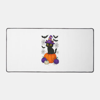 Cute Black Witch Cat Pumpkin Halloween Costume Fal デスクマット