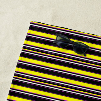 Cute black yellow stripes ビーチタオル