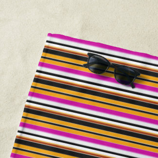 Cute black yellow stripes ビーチタオル