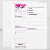 Cute Blank Recipe Paper Sheet (Full Page Fillable) (正面/裏面)