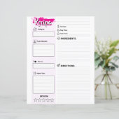 Cute Blank Recipe Paper Sheet (Full Page Fillable) (スタンド正面)