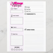 Cute Blank Recipe Paper Sheet (Full Page Fillable) (正面)