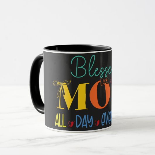 Cute Blessed MOM All Day Every Day Colorful  マグカップ (正面左)