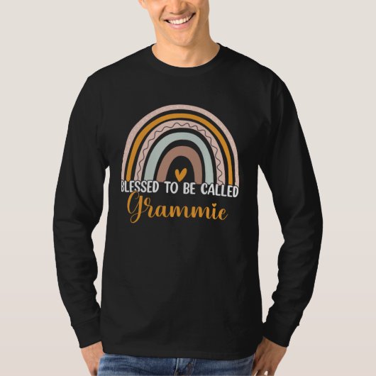 Cute Blessed To Be Called Grammie Boho Rainbow Mot Tシャツ (正面)