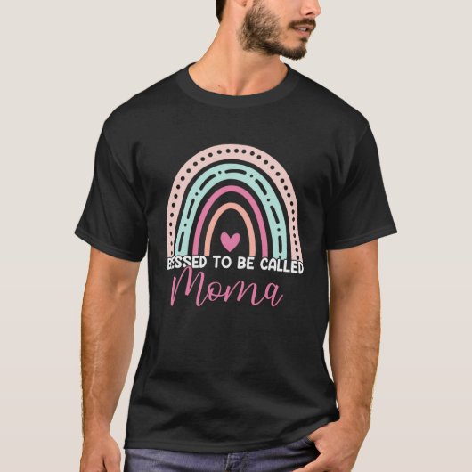 Cute Blessed To Be Called Moma Rainbow Mom Grandma Tシャツ (正面)
