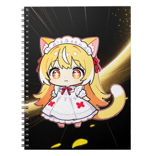 Cute Blonde Chibi Catgirl - Midi Dress ノートブック (正面)